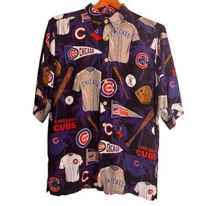 Chicago Cubs Reyn Spooner Shirt Men Large Blue MLB Baseball Hawaiian Aloha Print